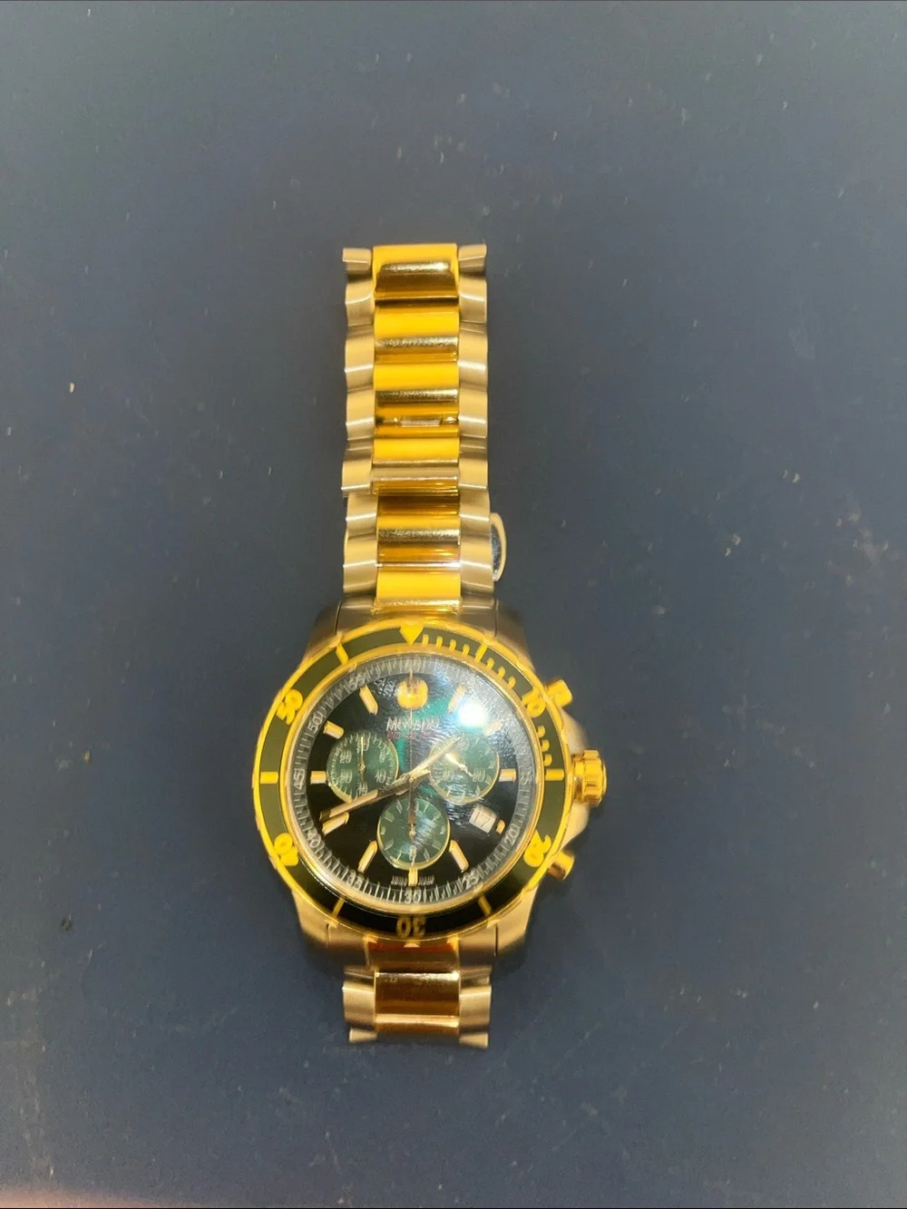 Movado Gold and Green Two-Tone Chronograph Watch series 800